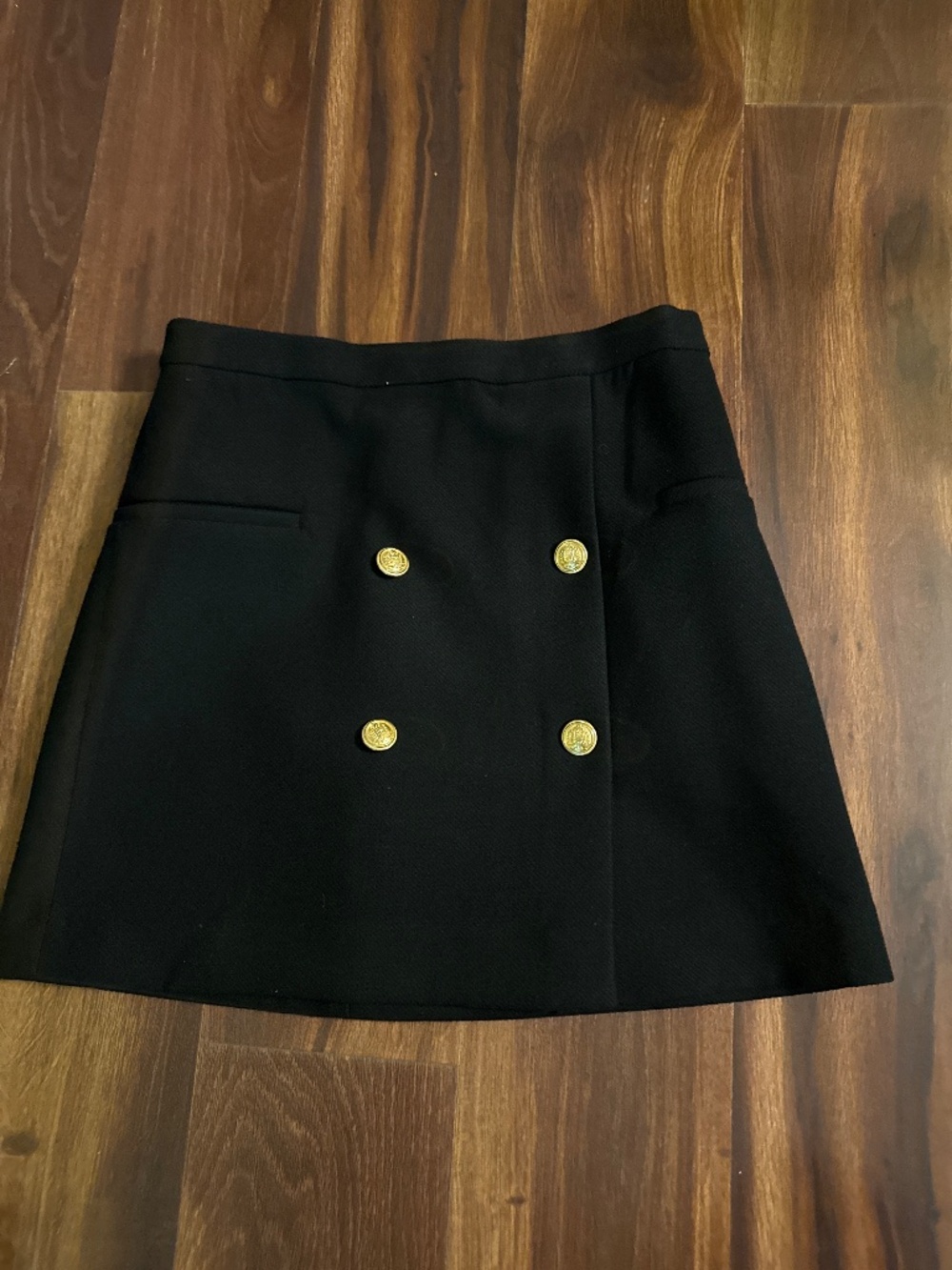 H&M Black Button Front Mini Skirt Size 6